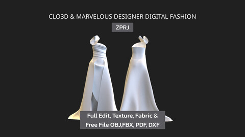 Wedding Dress- CLO3D & Marvelous Designer 3D ZPRJ