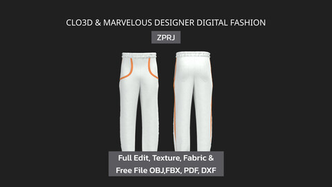 Long Men's Trousers CLO3D & Marvelous Designer 3D ZPRJ