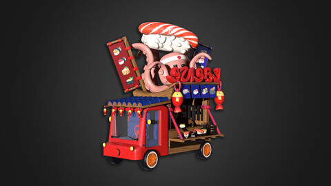 Asset - Cartoons - Food Sushi Car