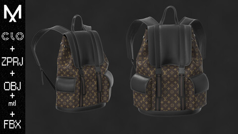 Louis Vuitton BackPack Marvelous designer Clo3d OBJ mtl FBX ZPRJ