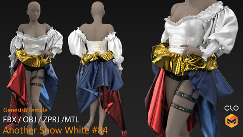Another Snow White #84 _ MarvelousDesigner/CLO Project Files+fbx+obj+mtl _ Genesis8Female