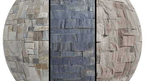 FB616 Natural Stone Ledge Wall Panel Stone covering | 3MAT | 4k | seamless | PBR