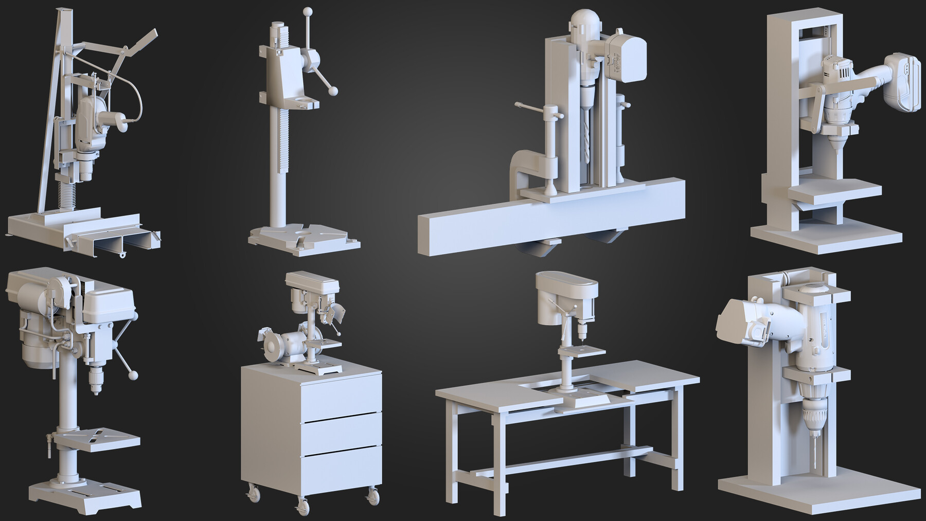 ArtStation - 100 Drills & drill presses-Kitbash -vol.01 | Resources