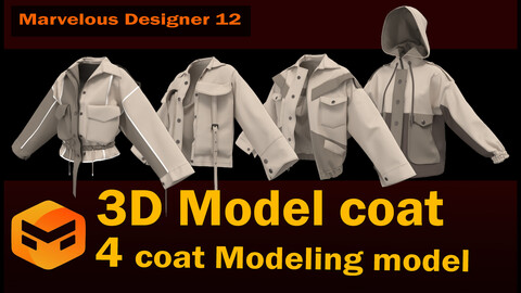 4coat models(*Project files:  * File Marvelous Designer 12  *OBJ  *FBX  *PDF)