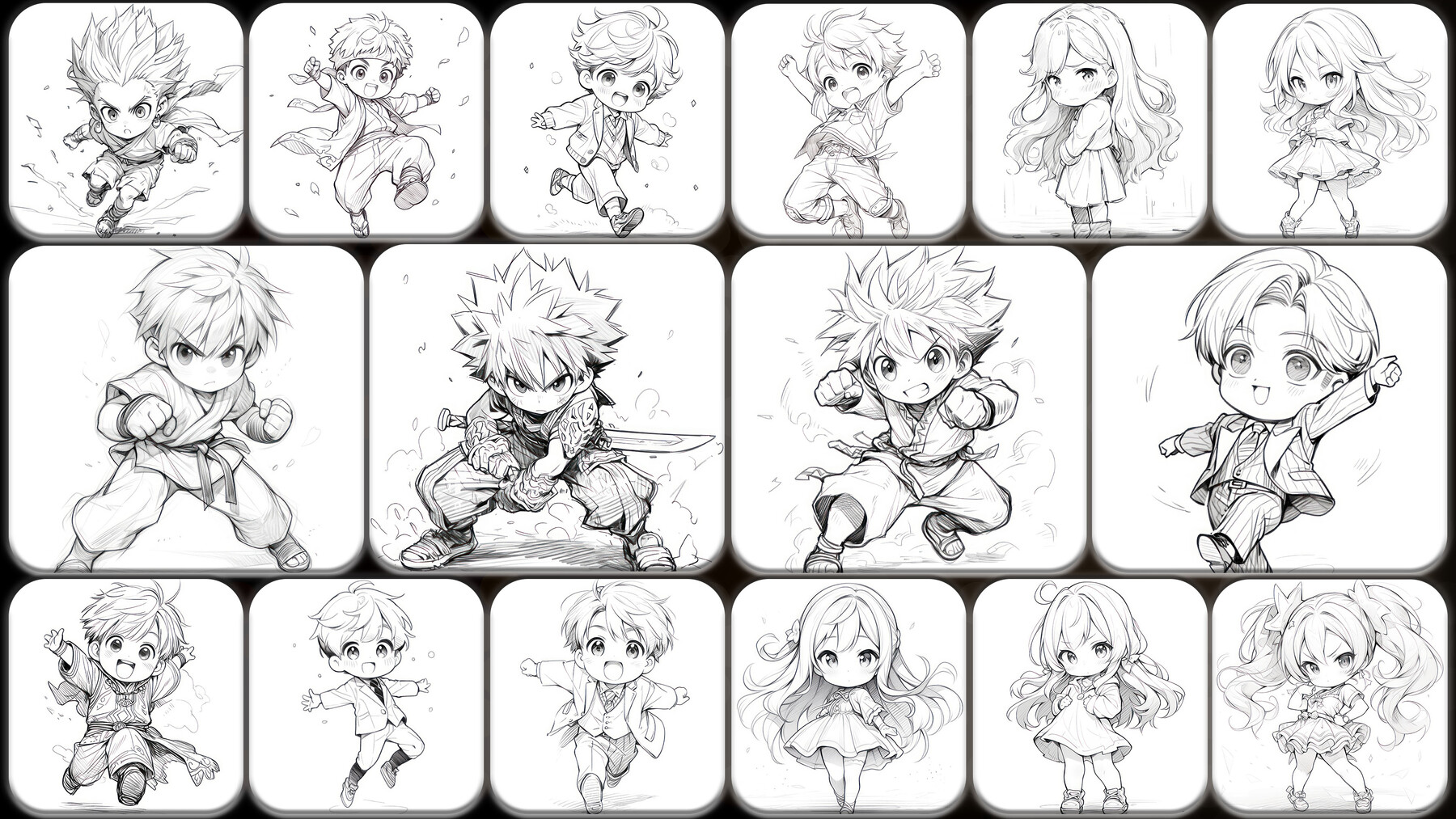 Artstation - 200 Pencil Drawings Of Manga Chibi (full Body) Reference 