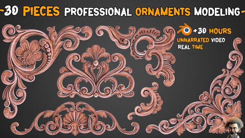 30 Pieces Professional Ornaments Modeling in Blender