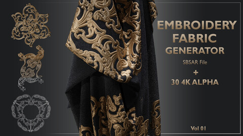 Embroidery Fabric Generator + 30 4K Alpha - Vol01