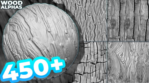450+ Wood Displacement Map (Alphas) for ZBrush, Blender vol.11