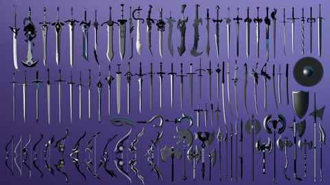 +100 Fantasy Weapons Basemesh Pack V4!