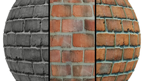 FB626 Antique Wall Brick Veneer | 3MAT | PBR | Seamless