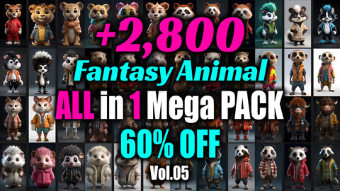 +2600 Fantasy Animal Mega Pack | 10 in 1 | 4K | Fantasy Animal Reference Pack Vol.05