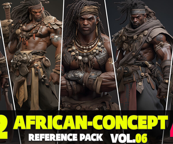 Artstation 452 4k African Warrior Reference Pack Vol06 Artworks