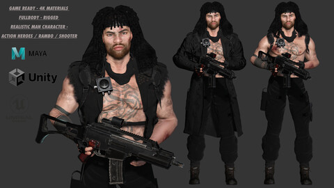 AAA 3D REALISTIC  MAN CHARACTER -  SHOOTER / ACTION HEROES / RAMBO