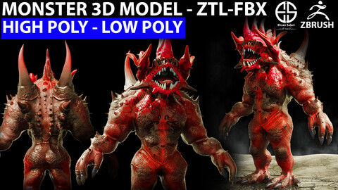 Monster 3D Model - Zbrush Character Design - ZTL - FBX Format