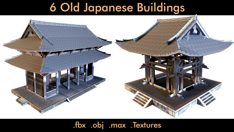 6 Old Japanese Buildings- 3d Model