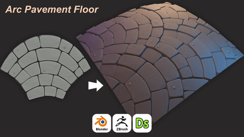 Stylized Arc Pavement Floor For Games 3D Art /Tutorial