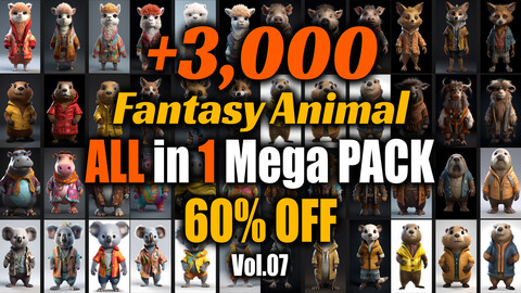+3000 Fantasy Animal Mega Pack | 10 in 1 | 4K | Fantasy Animal Reference Pack Vol.07