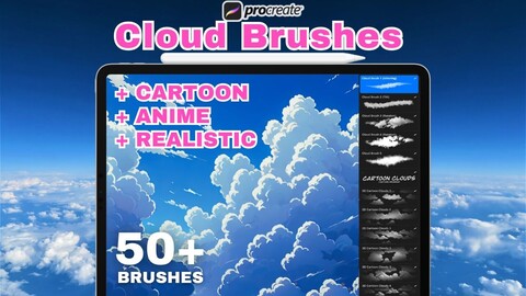 50+ Procreate Clouds Brushes and Textures, Seamless Cloud Brushes Set for Procreate, Procreate Clouds Textures, Lettering Clouds Pack