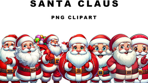 Collection of 10 Unique Cartoon Santa Claus Illustrations