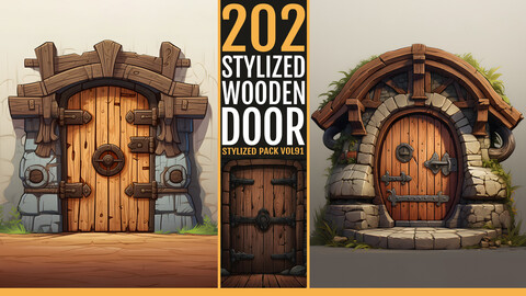 202 Stylized Wooden Door VOL91