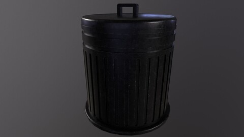 Trash Can Game Ready PBR Low Poly 3D Model