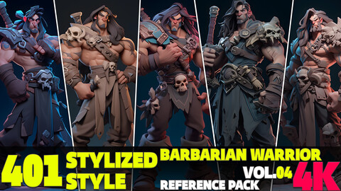 400 4K Stylized Barbarian Reference Pack Vol.04