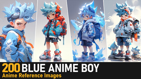 Blue Anime Boy | 4K Reference Images