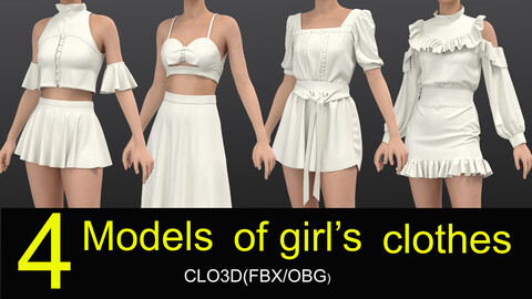 4 models of girl's clothes