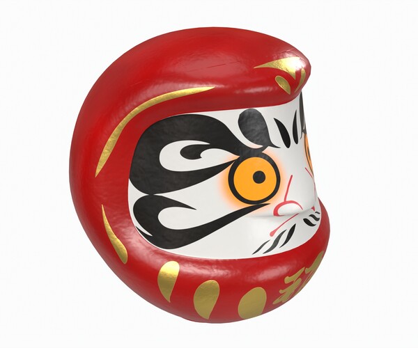 Medium Red and Gold Japanese Daruma Doll