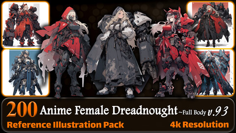 200 Anime Female Dreadnought (Full Body) Reference Pack | 4K | v.93