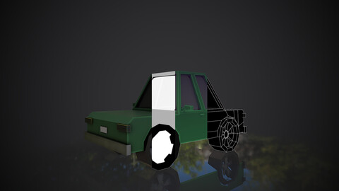 3d low poly stylized car .