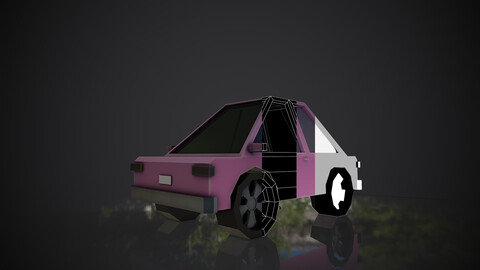 3d low poly pink car .