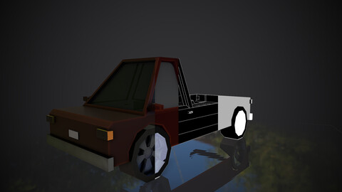 3d low poly brown car .