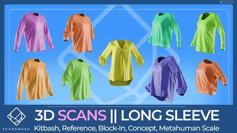 Long Sleeve Pack A | Scansmash | Scan based 3d models for Kitbash, Reference, Block-In, Concept. Metahuman Scale.