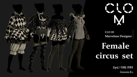 Female circus set / Marvelous Designer/Clo3D project file + OBJ