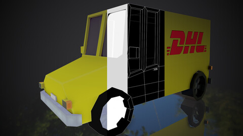 3d low poly DHL car