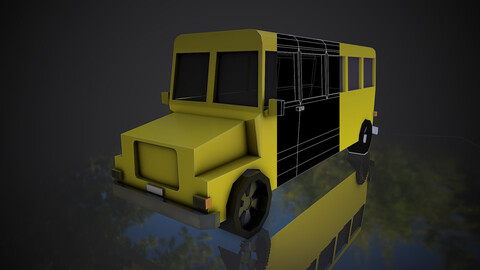 3d low poly SCHOOL BUS car .