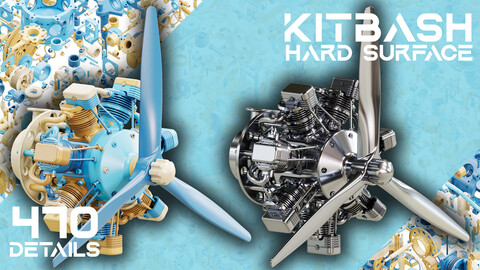 HARD SURFACE KITBASH : Precision Quad Surface Mesh -  Propeller Engine Kit - VOL 4