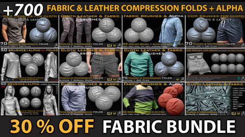 +700 Fabric Brushes and Alphas Bundle ( 30% OFF ) VOL 04