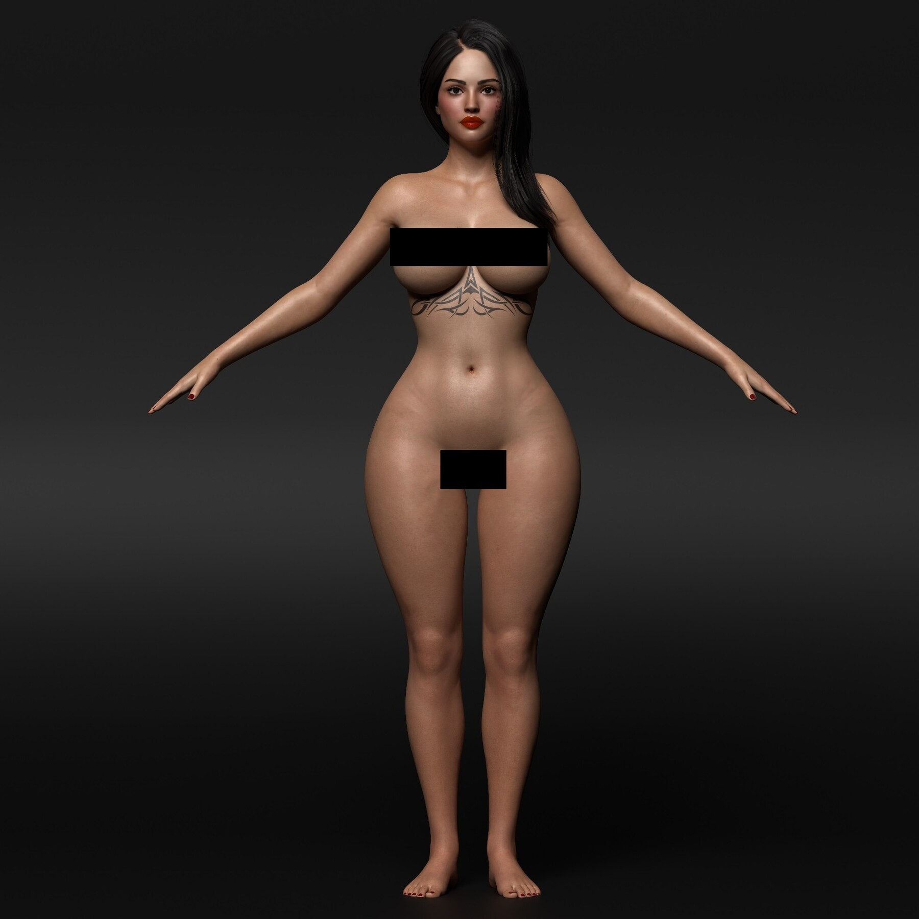 Realistic Girl Naked Rigged Model - Elisa