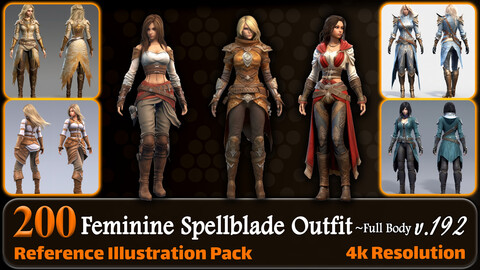 200 Feminine Spellblade Outfit Reference Pack | 4K | v.192