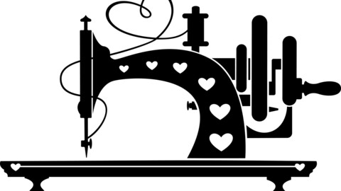 Stylized vector image of a vintage sewing machine