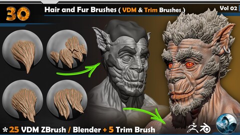 Hair and Fur Brushes ( VDM & Trim Brushes ) Vol 02