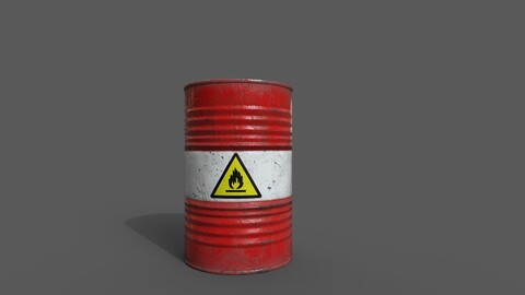 Barrel flammable - PBR Game Ready model