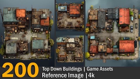 Top Down Buildings  | Game Assets | Reference Images | 4K