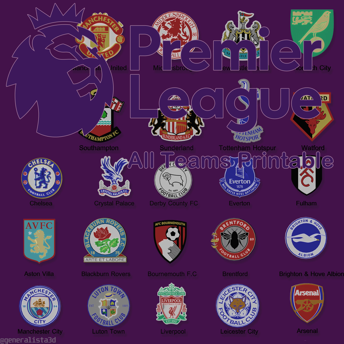 English Football League All Teams 3D Printable And Renderable, Chelsea  Bournemouth