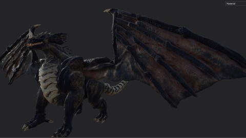 Black Dragon Ragnar FBX, Model Rigged textures 2K & 4K pbr Unreal Engine 5