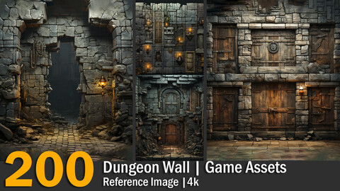 Dungeon Wall | Game Assets | Reference Images | 4K