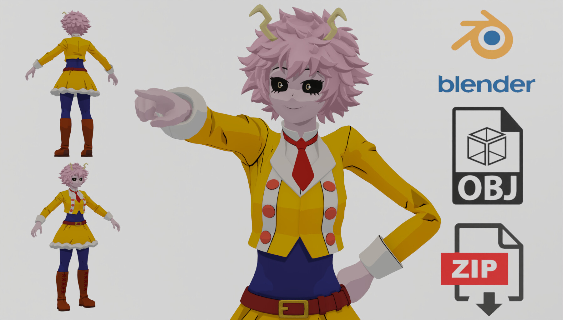 ArtStation - Mina Ashido Lowpoly rigged | Resources