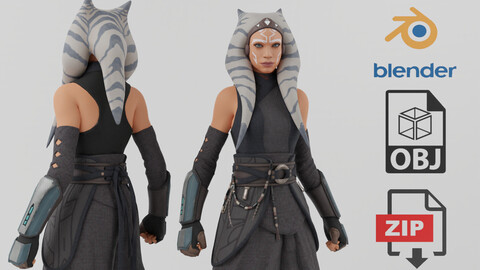 Ahsoka Tano Star Wars Lowpoly Rigged